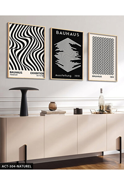 Evinemoda Bauhaus 3 Piece Wooden Framed Painting Act