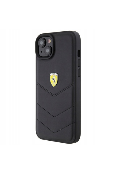 Ferrari Husă rigidă pentru iPhone 15 Plus 14 Plus 6.7, matlasată, cu logo met...