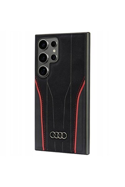 NO BRAND Audi Piele naturală MagSafe S24 Ultra S928 negru-roșu/roșu-negru hardc