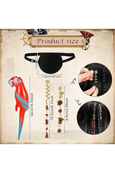 NO BRAND SET DE ACCESORII PIRATEȘTI PENTRU FEMEI: BANDANĂ + PAPAGAIE + CERCEI...