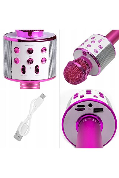 NO BRAND Microfon karaoke pentru copii, boxă wireless Bluetooth, cadou de săr...