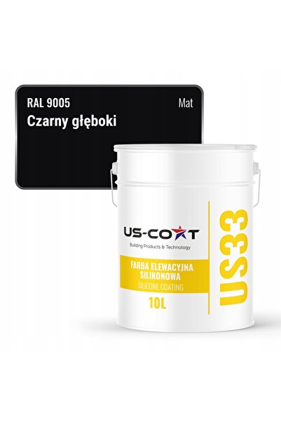 NO BRAND Vopsea siliconică pentru fațade 10L, culoare negru intens RAL9005, UV