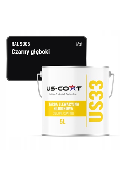 NO BRAND Vopsea pentru fațade siliconică, negru intens RAL9005, UV, 5L, Produ...