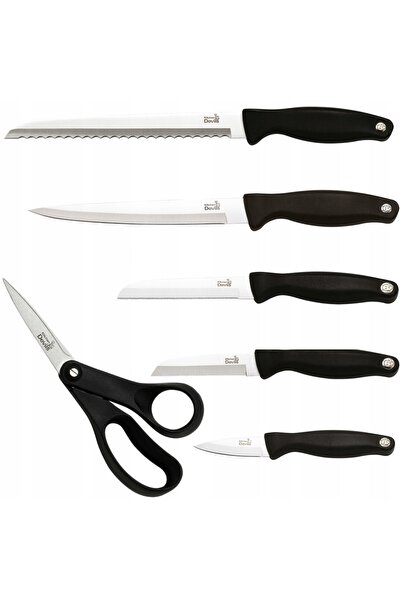FiSKARS SET 5 CUȚITE DE BUCĂTĂRIE DEVILS CU BLOC ȘI ASPIRATOR DE CUȚITE