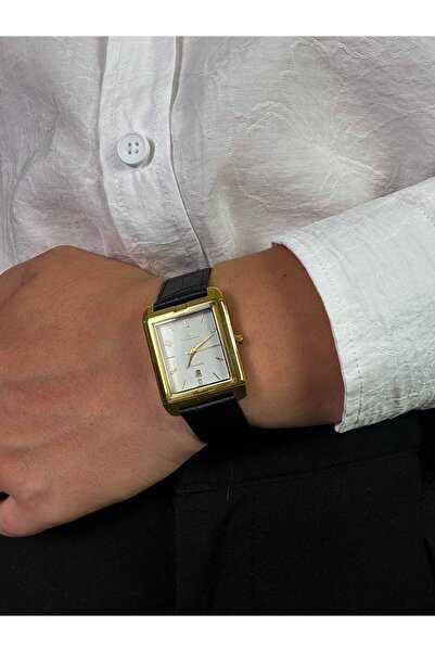 Arvens Vintage Dial Black Square Men's Wristwatch Stainless Steel Case Leathe...
