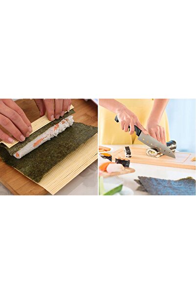 Bajkowy Kuferek Presă de sushi din lemn cu rolă de modelare din lemn, set de ...