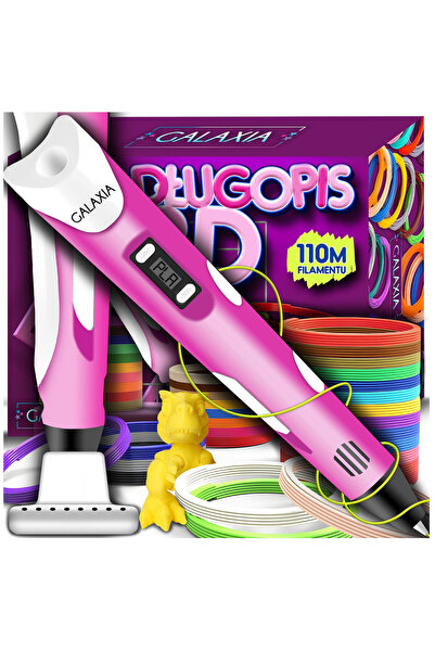 Galaxia Set Creion 3D GALAXIA® cu 110m filamente PLA, Culori Roz si Alb, Proi...