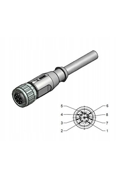 NO BRAND Mufă mamă dreaptă M12, cablu 8 pini 5m (43-10074)