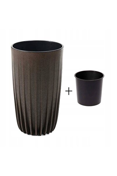 HowHomely Ghiveci de plastic înalt, maro, cu inserție, durabil, ecologic, 25x...