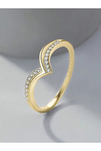 Choice1 6 Golden 925 Sterling Silver Fashionable Gorgeous V-shaped Zircon Rin...