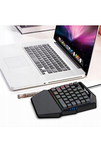 NO BRAND Tastatură de gaming mini, cu iluminare de fundal, pentru o singură m...