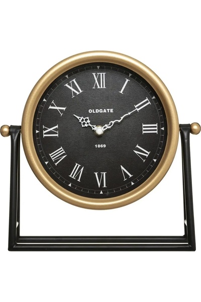 Atmosphera Ceas de birou decorativ elegant din metal, auriu și negru, de 27 cm