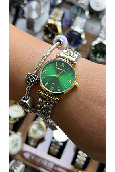 Navimarine Two Color Green Dial Armn Case Women Wristwatch 5Atm Japanese Batt...