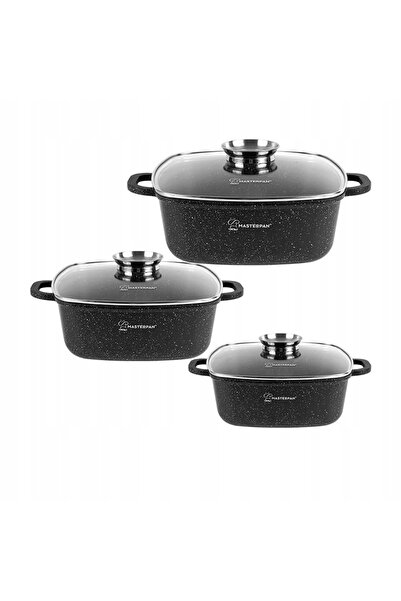 NO BRAND Set de ghivece pătrate din marmură, 6 piese. 20/24/28 cm AROMA