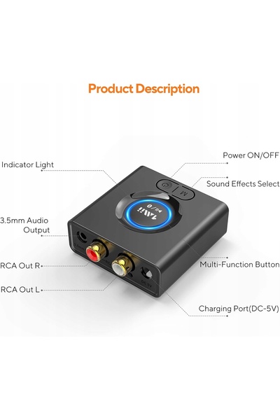 Spacetronik Receptor audio Bluetooth 5.0 Jack 2 RCA Miilink 1Mii ML200 aptX, ...