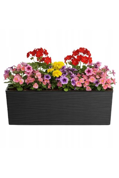 HowHomely Jardinieră cu bază plată, neagră, 56x19 cm, pentru grădină/flori, c...