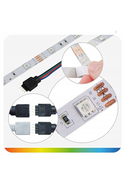 NO BRAND Bandă LED RGB 5050 de 15m, control prin aplicație și telecomandă Blu...