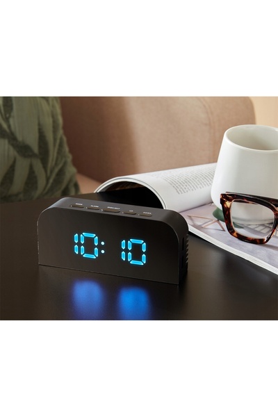 Atmosphera Ceas de masă digital cu alarmă, modern, USB, Nelson, 14 x 6 x 3 cm
