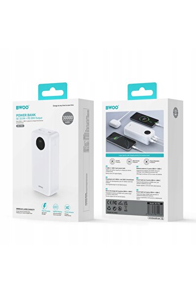 NO BRAND PowerBank rapid de 30000 mAh, capacitate mare, 2 porturi USB-C și 1 ...