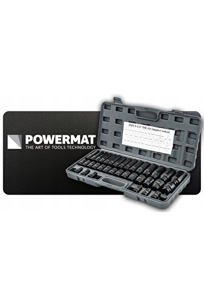 Powermat NASADKI Set de chei tubulare hexagonale de impact 1/2 CR-V, 35 piese...