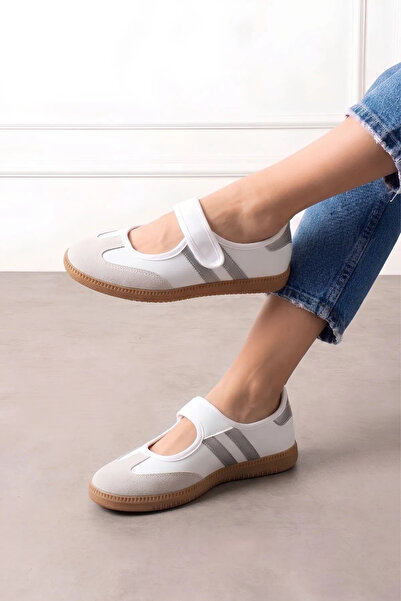 FUGA MODA Vicenza White Gray Striped Strappy Sports Sneaker Shoes