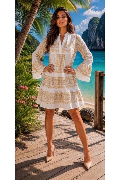 MAXORA SHOP Βαμβακερό φόρεμα Καλιόπη - Χακί