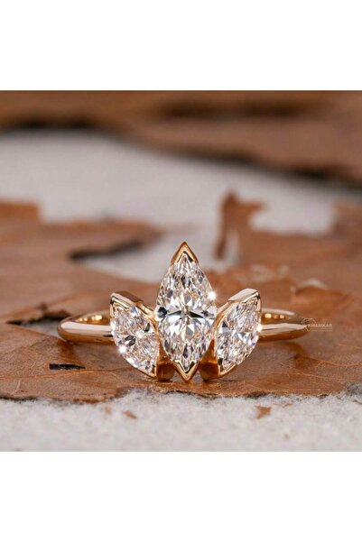 Choice 7 Golden 925 Sterling Silver Classic Simplicity Three Marquise Zircon ...