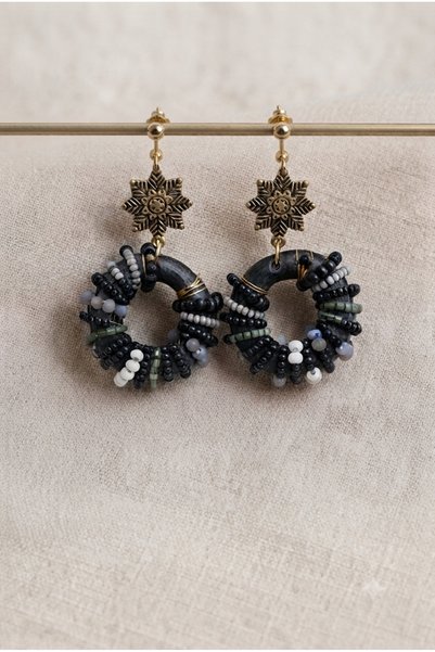ZGNOVA Handmade Special Design Earrings with Bead Detail Wrapped Around a Bla...