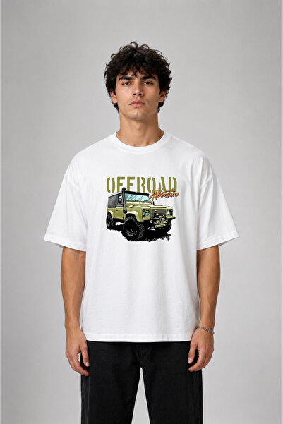 cesita Off Road Printed Cotton White T-Shirt T-Shirt