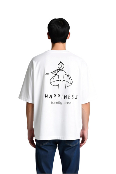 PayBuy تي شيرت رجالي كبير الحجم مطبوع عليه عبارة Happy Family Care