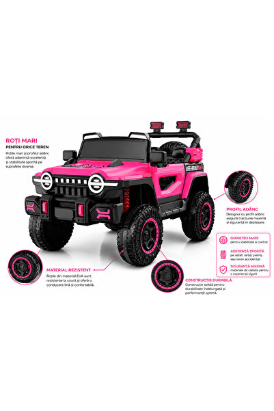 OEM Mașină electrică 4x4 cu motor 380W, roți EVA și design off-road premium -Roz