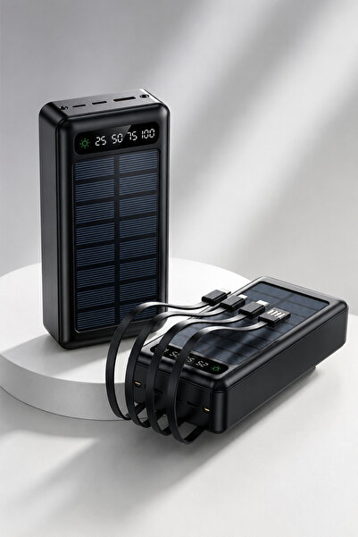 Generic Brand Solar Power Bank with 4 Built-In Cables, Portable Charger with ...