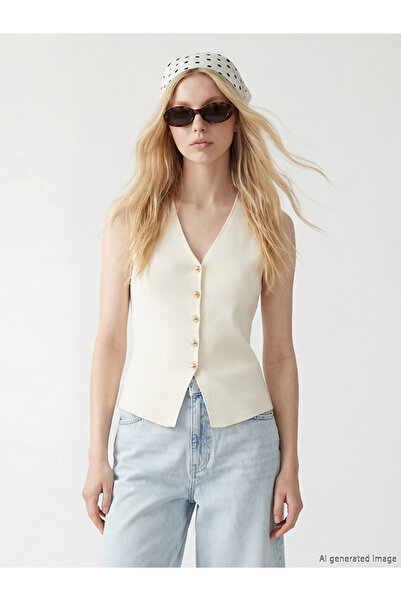 LC Waikiki V Neck Women's Knitwear Waistcoat
