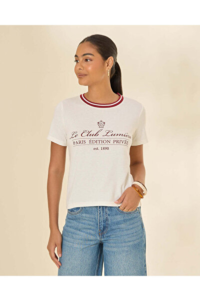 REDTAG Women Ivory Printed T-Shirt