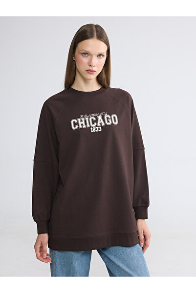 LC Waikiki Tunică hanorac de damă cu guler rotund și imprimeu Chicago