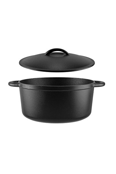 Perfect Home Cratiță din fontă, 26 cm, 5 litri, mâner curbat