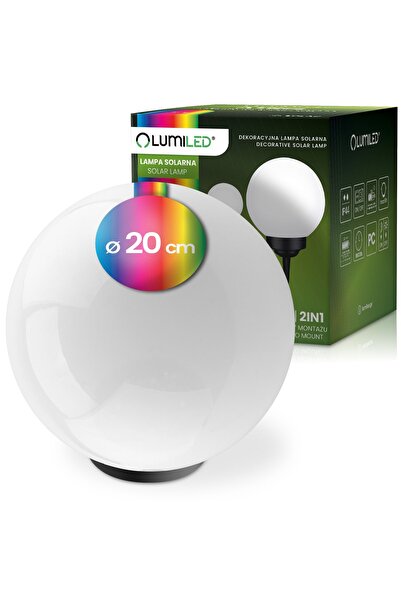 Lumiled Lampă solară LED de grădină, cu montare la sol, sferă albă, 20cm RGB ...