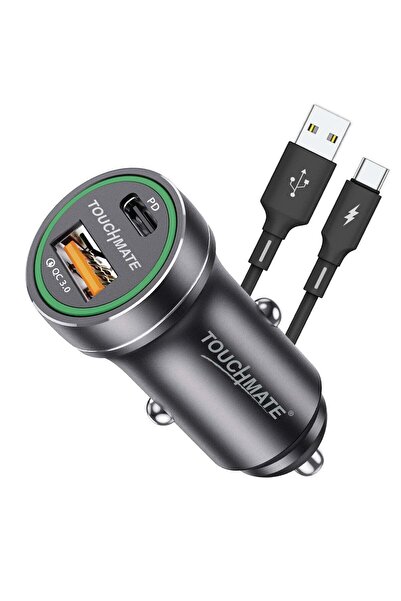 TOUCHMATE 25W PD Fast Car Charger with Free Type-C Cable