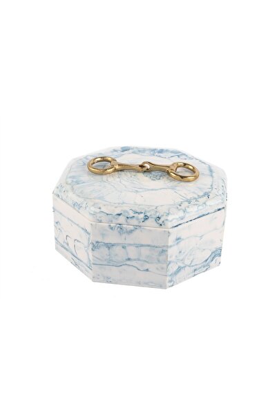 Mikasa Moor Blue White Gold Box with Handle 22X22X10Cm