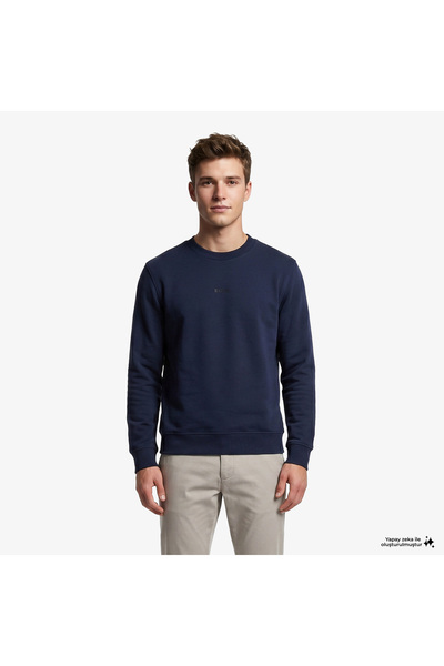 BOSS We Small Crew Erkek Mavi Sweatshirt
