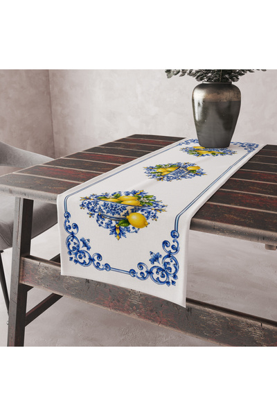 Alkan Homes Lemon Patterned Stain-Resistant Fabric with Stitched Edges Decora...