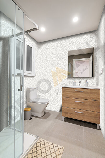 DECOMALL CODE-238 Suya Dayanıklı Mutfak Banyo Zemin Mermer Mobilya Fayans Yapışkanlı Folyo Kaplama