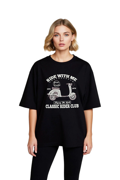 PayBuy Classic Scooter Enjoyment Printed Women's Oversize T-Shirt
