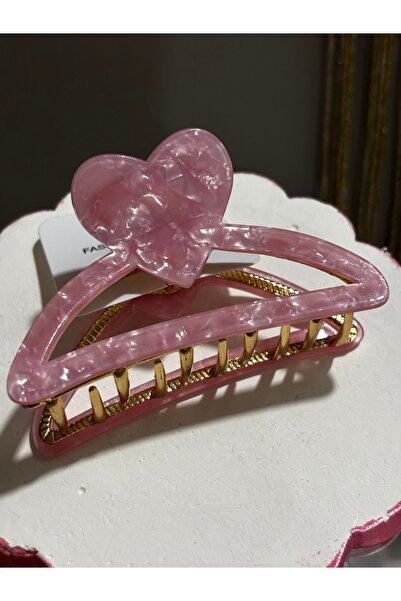 MODA Maisonlune Pink Heart Figured Acetate Hair Clip