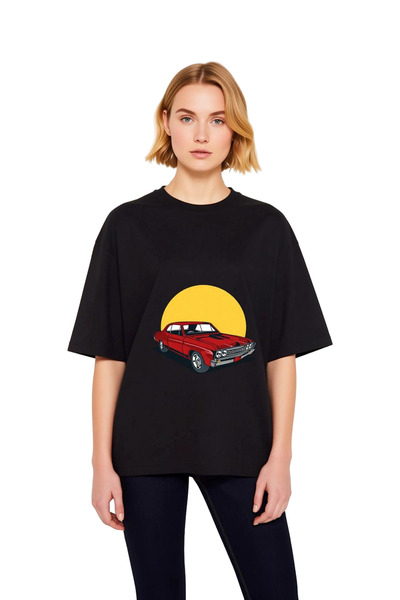 PayBuy Γυναικείο μπλουζάκι Oversize Vintage με στάμπα αυτοκινήτου, ρετρό κλασ...