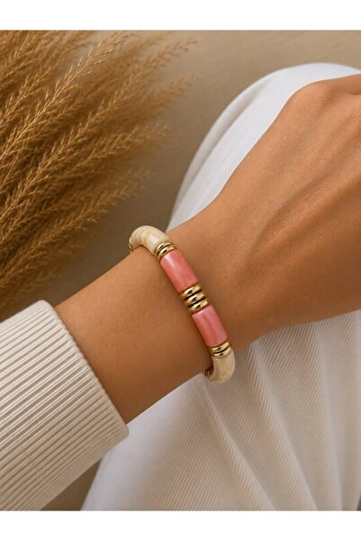 BIJUTERI Gold Detailed Bone Modern Bracelet