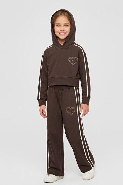 MODANINO Girl's Double Face Fabric Hooded Top and Bottom Set 3-12 Years 12754Ds