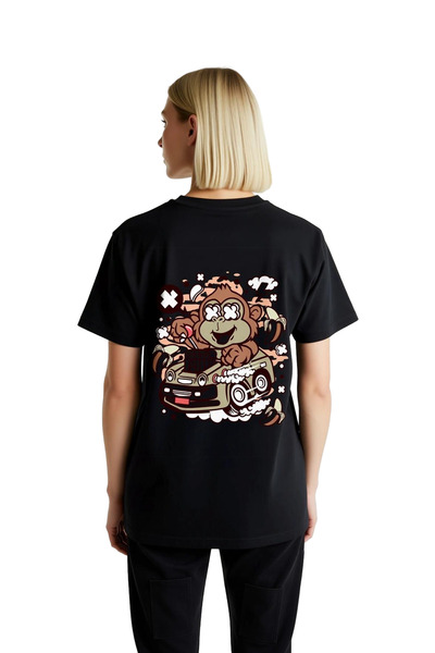 PayBuy Women's Graphic Printed T-Shirt Monkey Car Driver Fun Pattern Relaxed ...