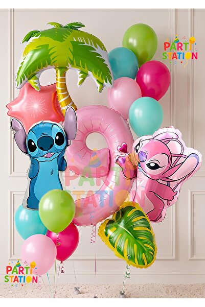 Parti Station Lilo Stitc Balloon and Angel Balloon 9 Years Old 15 Piece Giant...