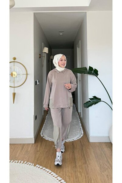 THEK BUTİK Hooded Drawstring Detailed Pique Fabric Double Set